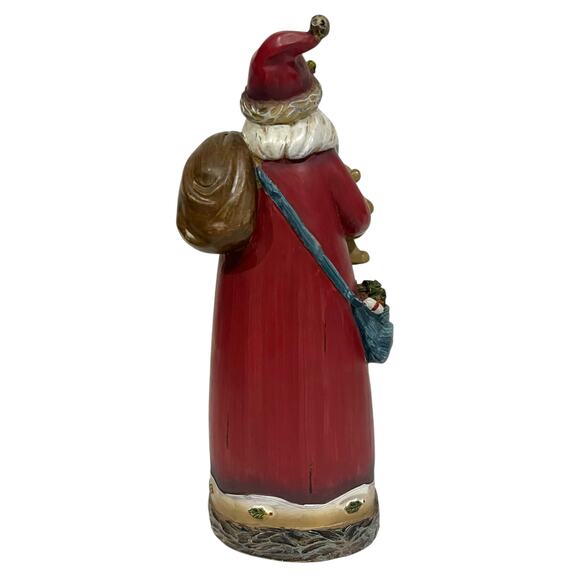 Vintage Resin Santa 11" Figurine Old World Christmas Tree Teddy Bear Bag - Picture 5 of 6